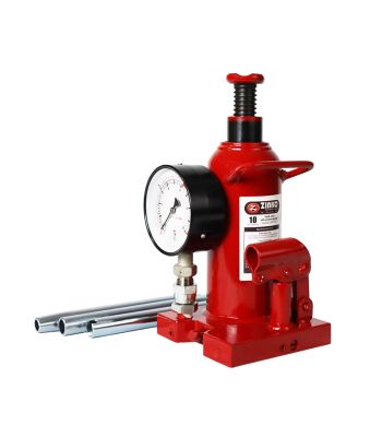 ZNP-10P, 10 Ton Steel Base Bottle Jack With Gauge