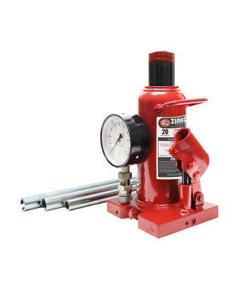 ZNP-20P, 20 Ton Steel Base Bottle Jack With Gauge